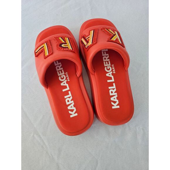 KARL LAGERFELD PARIS Women's Opal Stone Platform Slides Sandals Opal Size 5M - Picture 5 of 7